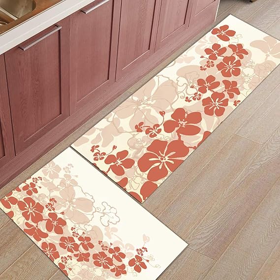 FAMILYDECOR 2 alfombras de cocina y felpudos antideslizantes de goma
