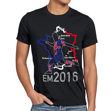style3 EM 2016 Island Fan Herren T-Shirt Frankreich alle Spielorte
