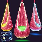 LFSMVT Light Up Kids Pod Swing Seat, Kids Hanging Hammock Swing with LED Lights, Sensory Pod Swing Chair with Inflatable Pillow & All Accessories, Pod Swing for Kids Indoor & Outdoor (Starry Pink)