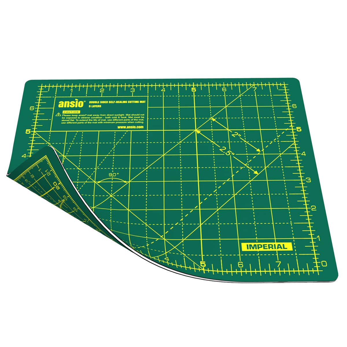 ANSIO Craft Cutting Mat Self Healing A5 Double Sided 5 Layers - Quilting, Sewing, Scrapbooking, Fabric & Papercraft - Imperial/Metric 8 inch x 7 inch / 22 cm x 18cm – Green/Green