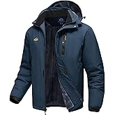 TBMPOY Men's Winter Ski Jacket Waterproof Warm Snow Insulated Coat Fleece Lined Snowboard Hooded Raincoat