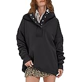 Locachy Womens Oversized Sweatshirt Hoodies Button Henley Neck Pullover Tops Fashion Outfits Clothes