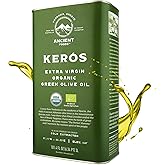 Ancient Foods Keros Organic Extra Virgin Olive Oil Cold Pressed – Greek EVOO, High Polyphenol Olive Oil from 1000 Year Old Trees from Greece – Ideal for Cooking, Salads & Gourmet Dishes – 101oz (3L)