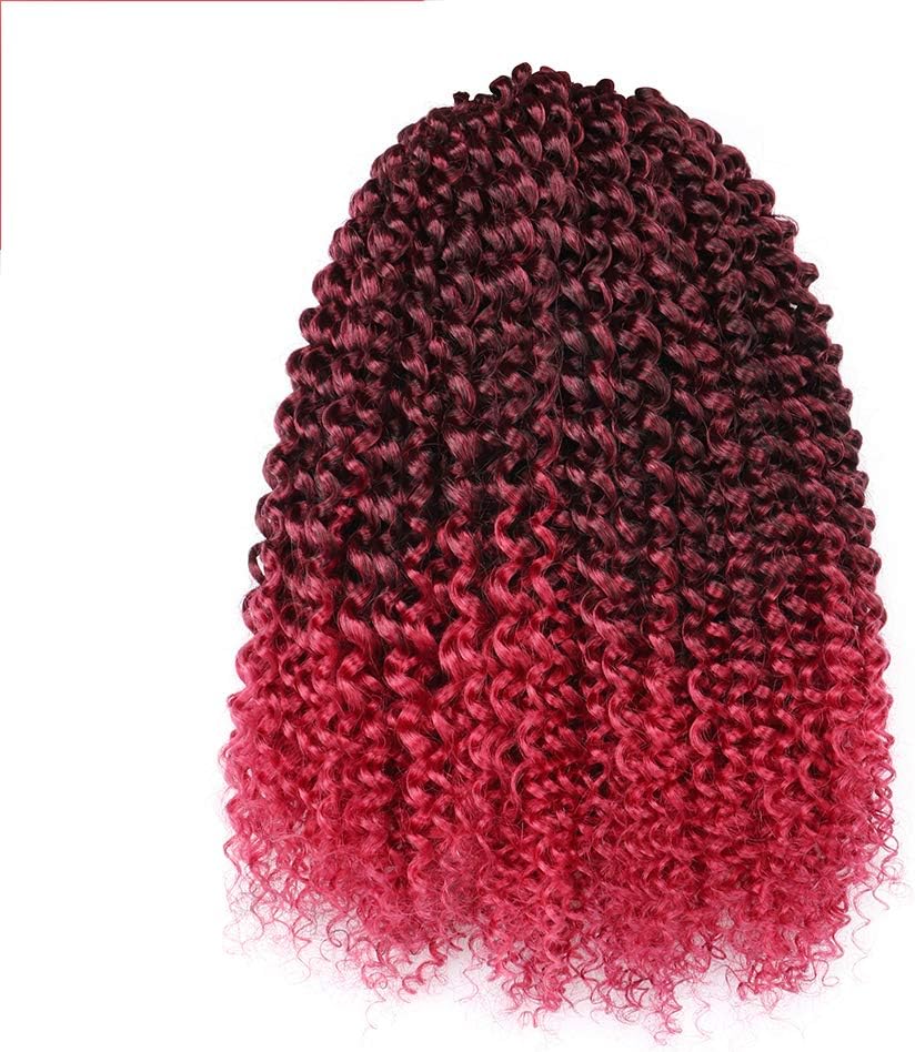 Toyotress Passion Twist Hair - 12 Inch 6packs Ombre Burgundy Water Wave Crochet Braids Synthetic Braiding Hair Extensions (12 Inch 6Packs, T118)