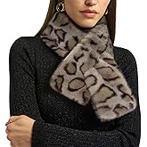 Eeuwigegelofte Womens Fur Collar Scarf Leopard Print Faux Fur Scarves for Women, Neck Shrug for Spring Fall Winter