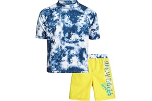 Big Chill Boys' Rash Guard Set - 2 Piece UPF 50+ Sun Protection Swim Shirt and Bathing Suit (4-14)