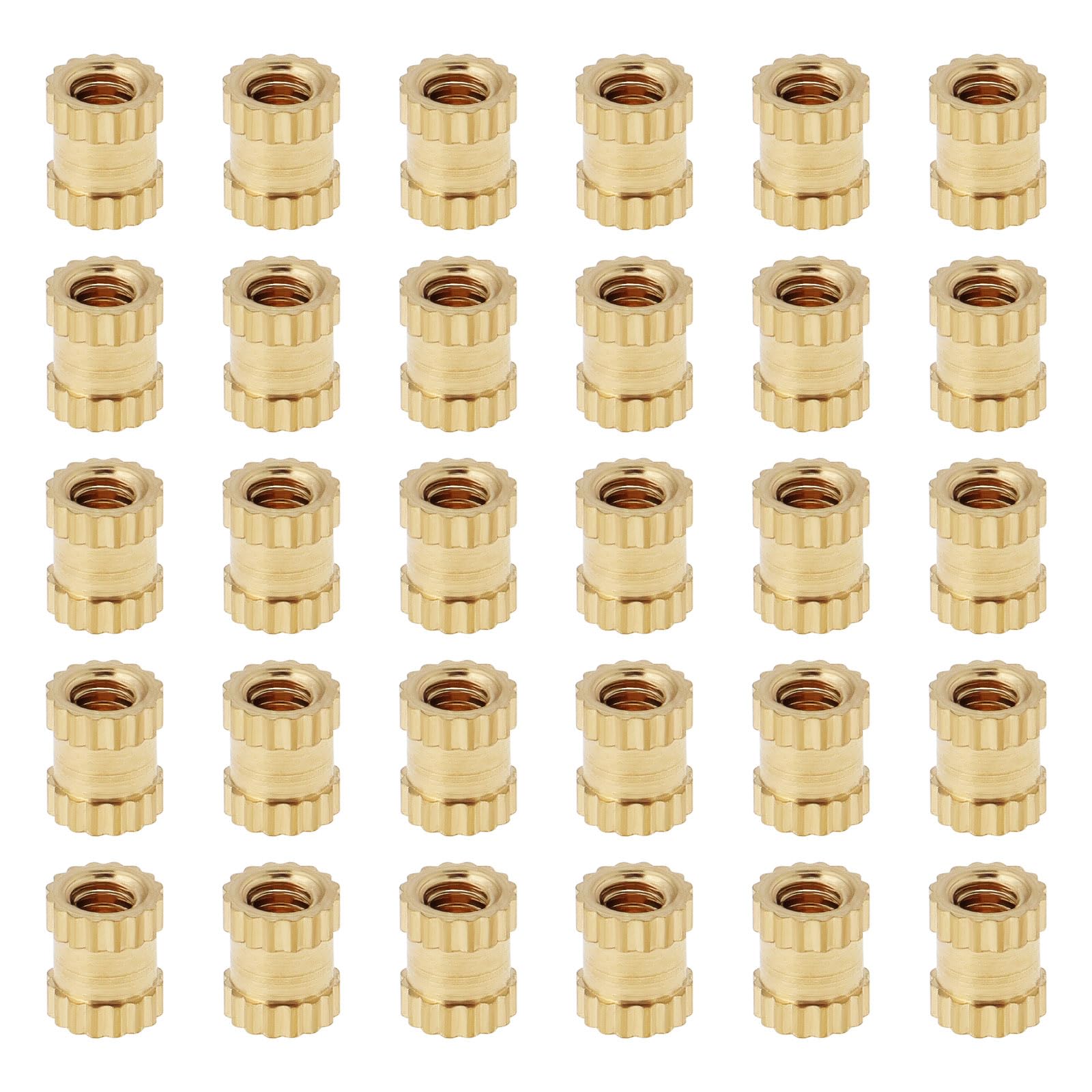 EMSea 200PCS 3D Printing Threaded Insert M2x4x3.5mm Thread Knurled Brass Nuts for 3D Printers Electrical Molding Machines Brass Embedding Nuts Gold