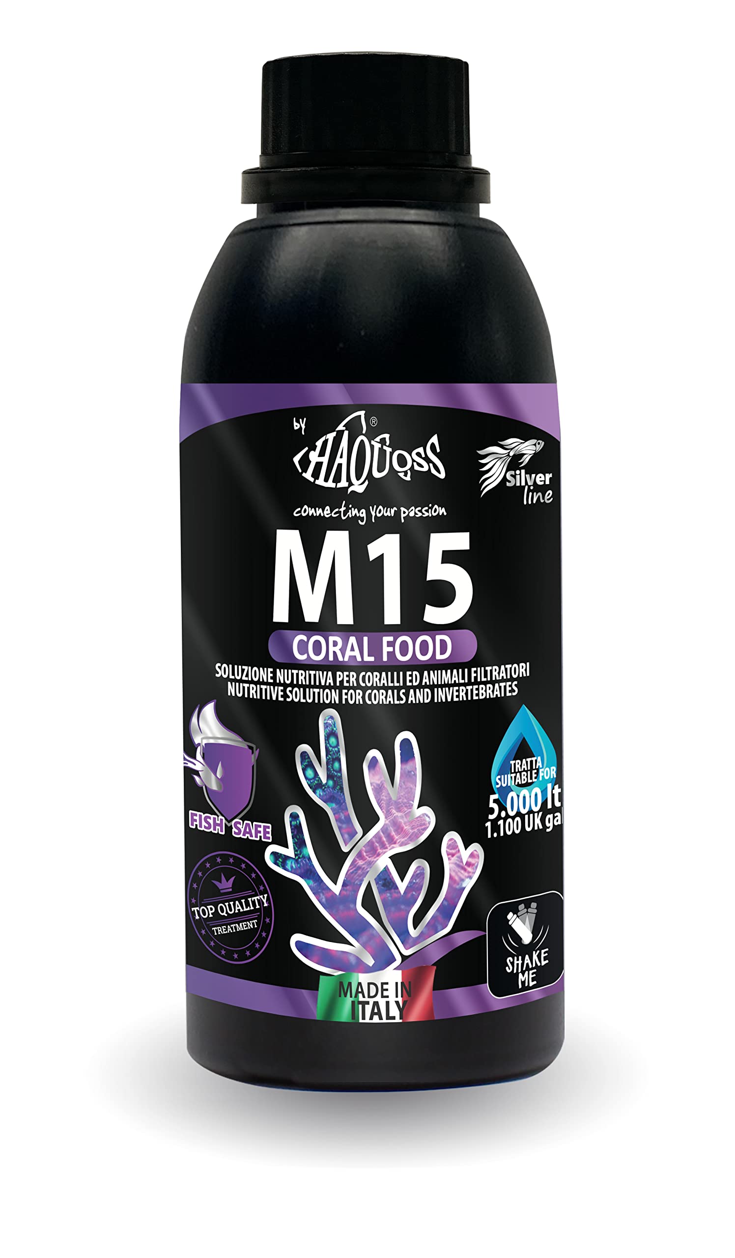 Haquoss M15 Coral Food Liquid Complete Supplement for Corals and Invertebrates in Reef Aquarium 250 ml