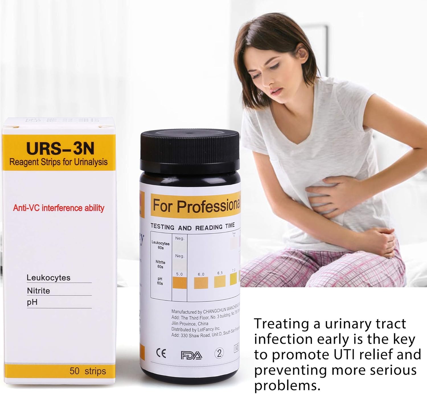 UTI Test Strips, 50 Urine Test Strips, 3-in-1 Urinary Tract Infection Test Strips for Leukocytes, Nitrite and PH Test, Accurate Results in 1 Minute: Health & Personal Care