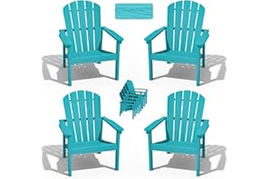 nevilywood Stackable Adirondack Chair - All-Weather HDPE Outdoor Patio Chair - Durable and Space -Saving Design for Easy Storage - Ideal for Porch, Lawn, or Garden-Aruba