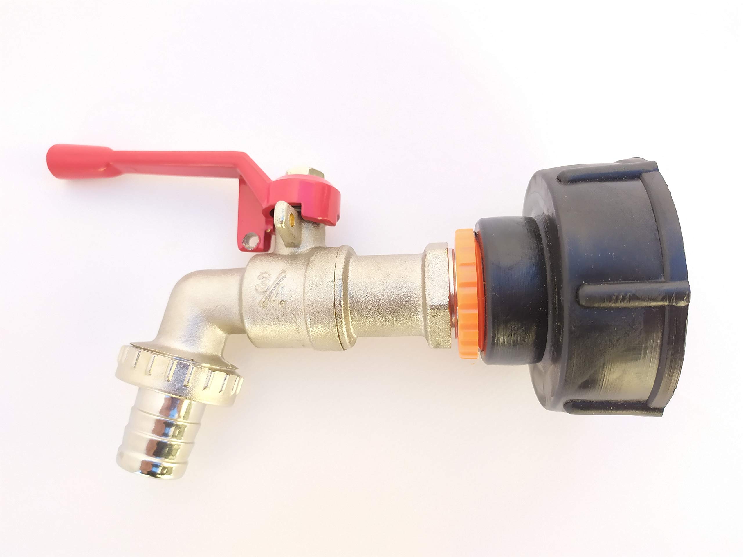 Naturii Tank Fitting, 1000 Liter Tank Adapter Size 60 x 6 mm F F Brass Valve 3/4" Gasket Included