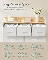 SONGMICS Chest of Drawers 5 Fabric Drawers Steel Frame Cloud White Oak Beige view 3