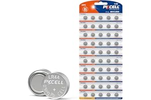50-Count LR44 Batteries,PKCELL AG13 L1154f 357 1.5V Alkaline Button Cell Battery Compatible with Lasers Pointer Light LED Can
