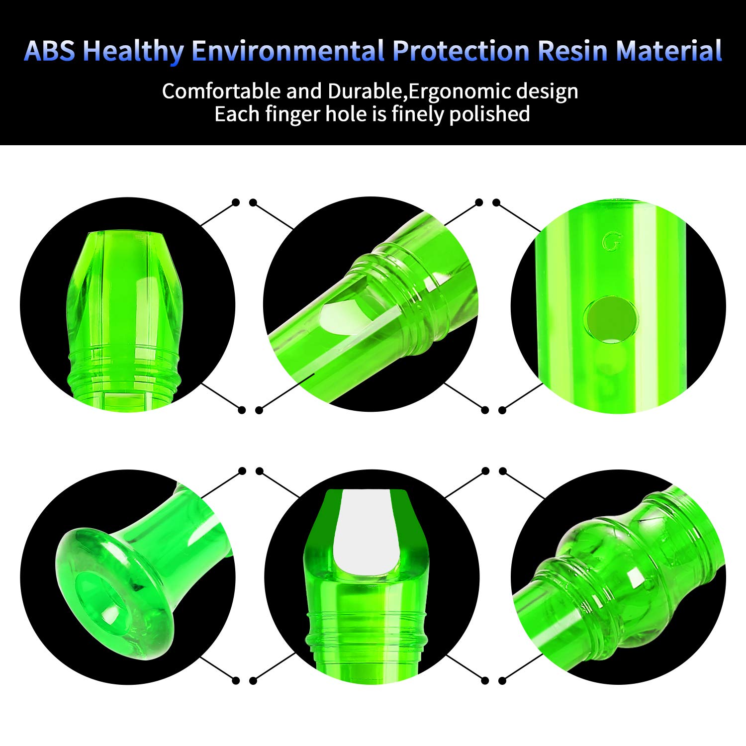 Lot-Yes 8-Hole Soprano Descant Recorder with Cleaning Rod + Case Bag Music Instrument (Crystal Green)