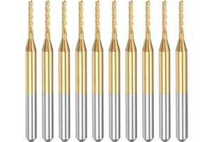 uxcell 10Pcs 1.3mm Titanium Coat Carbide End Mill Engraving Milling Cutter CNC Router Bits for PCB Machine, 1/8" Shank