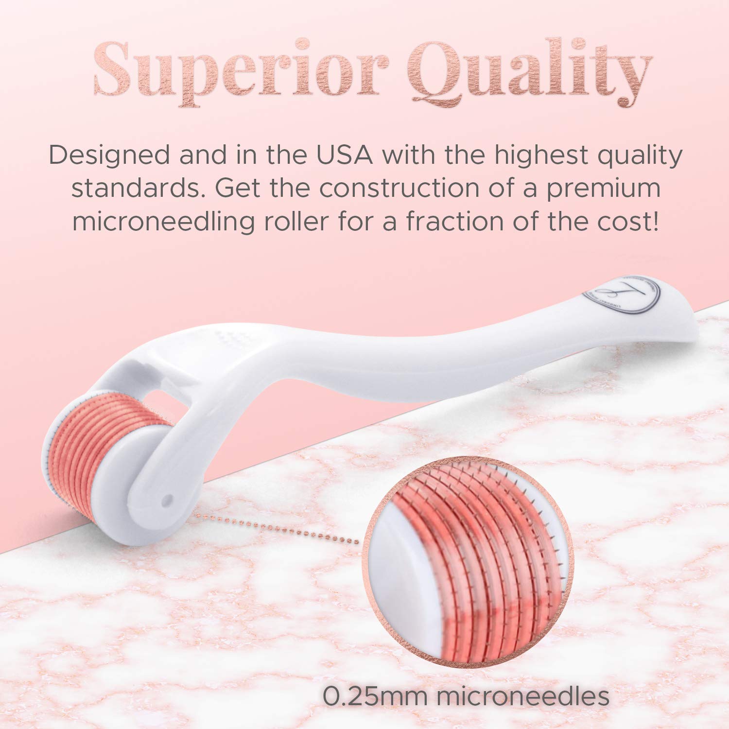 Derma Roller Cosmetic Microneedling Kit for Face 0.25mm - Microneedle Face Roller Microdermabrasion Tool 540 Titanium Micro Needles for Facial, Beard & Hair Growth - Includes 3 Ebooks & Storage Case: Beauty