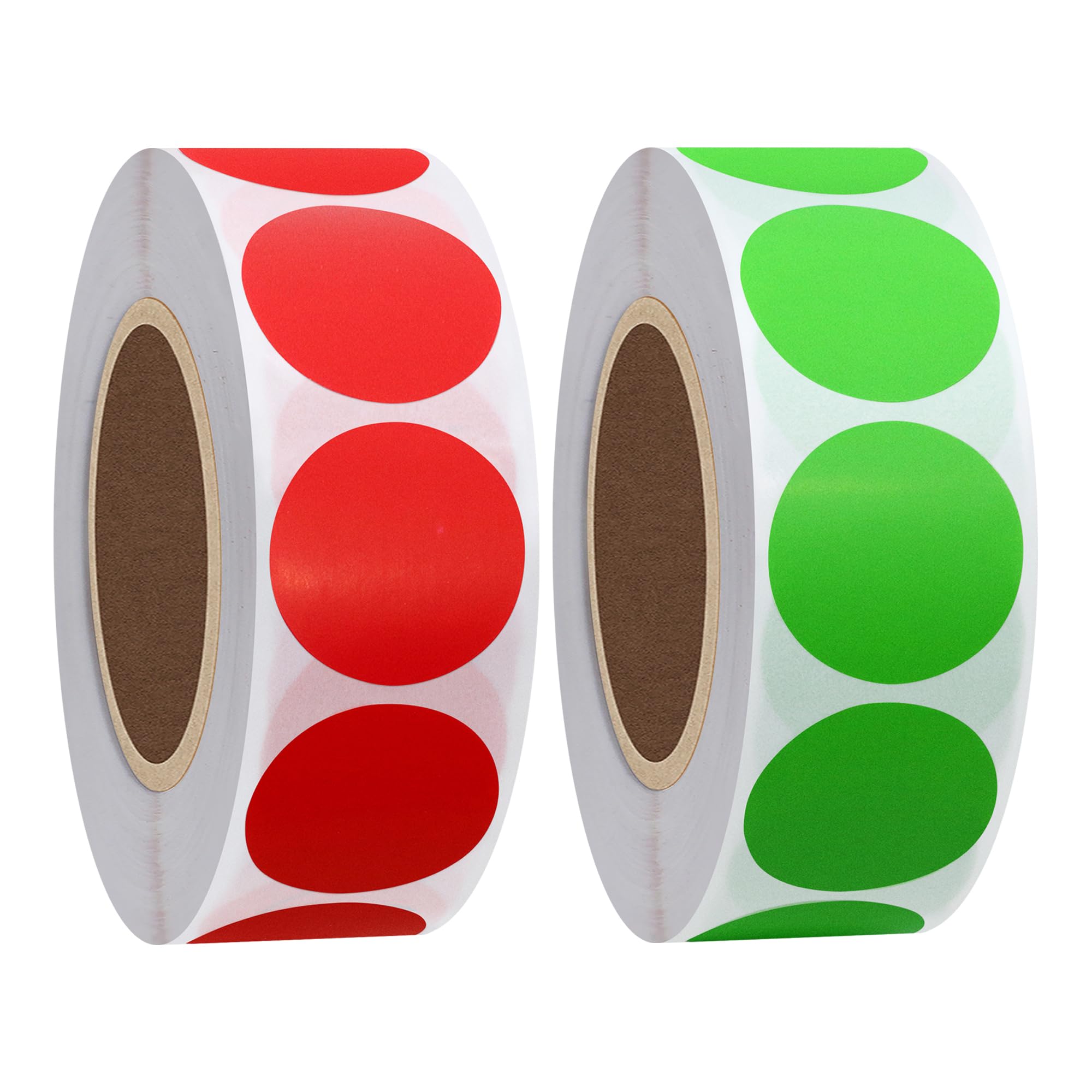 Hylabelest Color Coding Dot Labels 25mm Round Natural Paper Stickers Adhesive Label Green+Red Total 2 Rolls