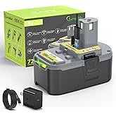 clevabie 【USB-C Fast Charging】 Replacement for Ryobi 18V Battery with USB-C Input/Output Port 65W, Compatible with Ryobi ONE+ Plus 18V Battery P108 P102 P103 P104 P105 P107 P109