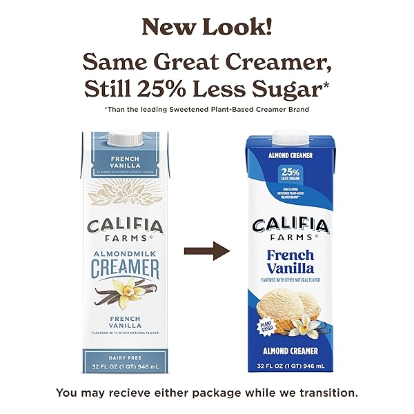 CALIFIA FARMS VANILLA ALMONDMILK COFFEE CREAMER WITH COCONUT CREAM, 32 OZ | DAIRY FREE | PLANT BASED | NUT MILK | VEGAN | NON-GMO