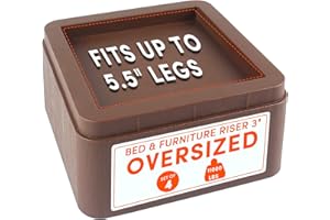 DEDU Oversized Bed Risers Heavy Duty Stackable 4 Pack, Furniture Risers for Sofas 3 Inch or 6 Inch Supports Up to 11000 Lbs, Square Bed Raising Blocks Fits 5.5 Inch Wide Desk or Couch (Tobacco)