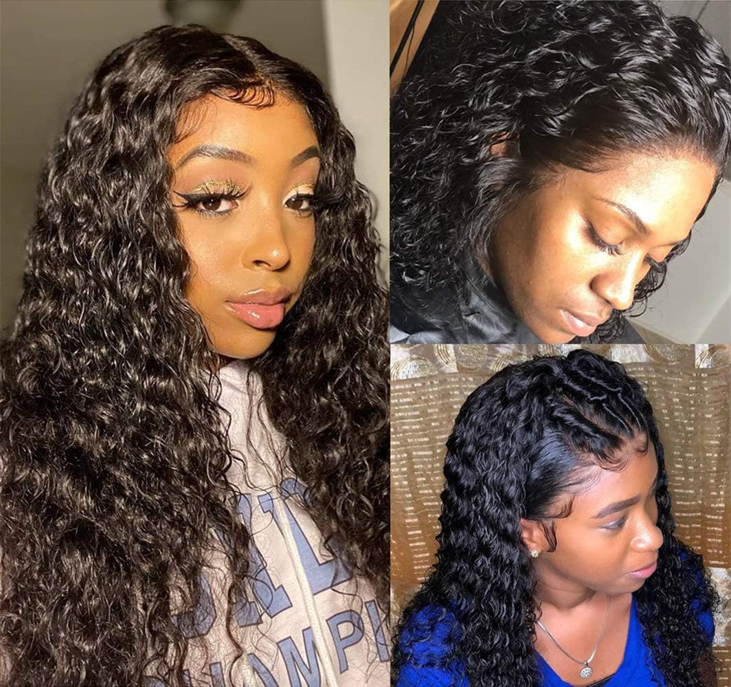 Perstar Lace Front Wig Human Hair With Baby Hair Brazilian Water Wave Wet and Wavy Human Hair Wigs For Women 16 Inch