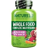 NATURELO Whole Food Multivitamin Health Blends, Women 50+ 120 Caps | Women's Multivitmins, Iron Free with Vitamins, Minerals, &amp; Organic Extracts for Post Menopause