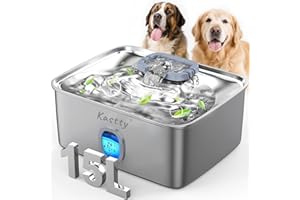 Kastty 15L/3.96 Gal Stainless Steel Dog Water Fountain, Large Capacity Dog Water Bowl Dispenser Quiet LED Light Triple Filtration BPA-Free, Automatic Pet Water Fountain Easy Cleaning for Pet FS76