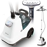 SALAV Heavy Duty Commercial Full-Size Garment Steamer with Foot Pedals and Extra Large 3L (101.5 oz) Water Tank, 1800 watts, 90+min of Continuous Steam (White)