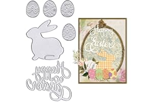 ABTOLS Metal Easter Die Cuts Rabbit Bunny with 4 Patterns of Easter Eggs Embossing Stencil Cutting Dies for Card Making Scrapbooking Paper Craft Album Stamps DIY Décor