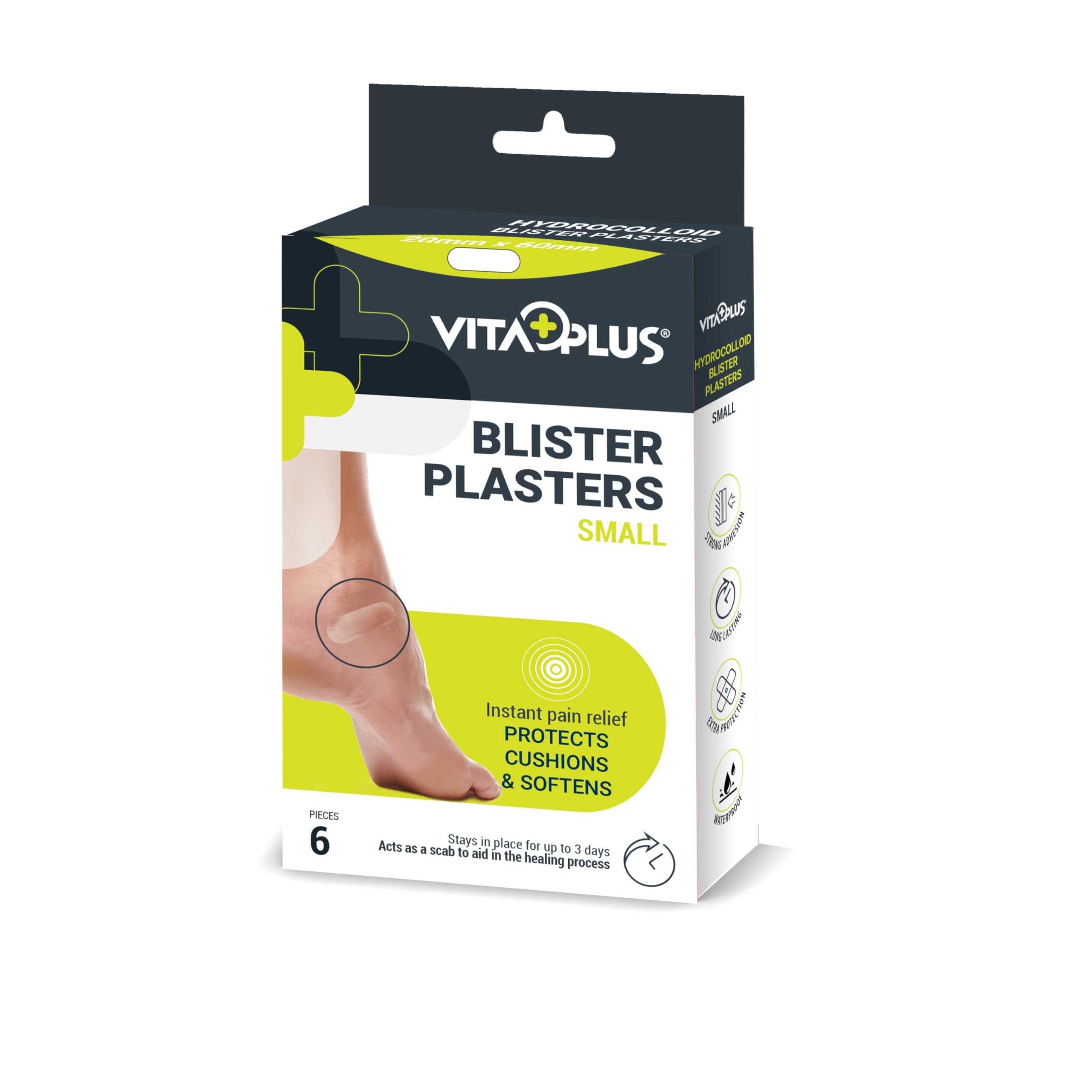 VITAPLUS Small Blister Plaster, 6 Hydrocolloid Plasters, 20x60mm
