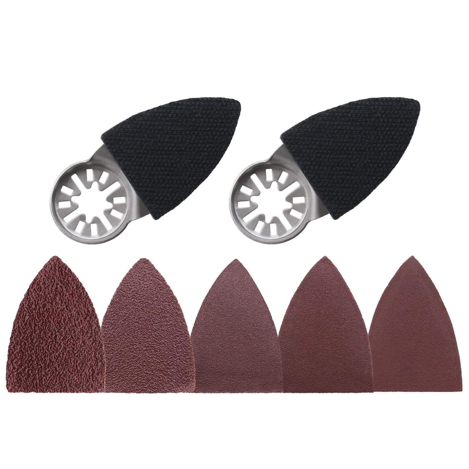 The Lord of the Tools 52Pcs Oscillating Multi Tool Finger Sanding Pads Accessories Kit 52x37x7mm Triangular Finger Sanding Pads & Sandpaper Universal Interface
