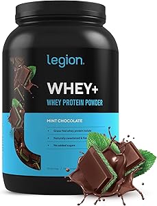 Legion Whey+ Whey Isolate Protein Powder from Grass Fed Cows - Low Carb, Low Calorie, Non-GMO, Lactose Free, Gluten Free, Sugar Free. Great For Weight Loss & Bodybuilding, 30 Servings (Mint Chocolate)
