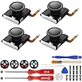 GuliKit Hall Switch Joystick Replacement for Switch Joycon Controller&Switch OLED&Switch Lite, No Drift, Left/Right Hall Sensor Joystick with Repair Kit/Tool and Thumb sticks Cap (4 Pack)