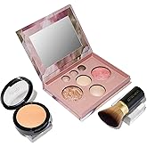 LAURA GELLER NEW YORK Baked Starter Kit - Full Coverage: Double Take Powder Foundation + Best of the Best Face Palette + Retractable Angled Kabuki Brush (03 Light)