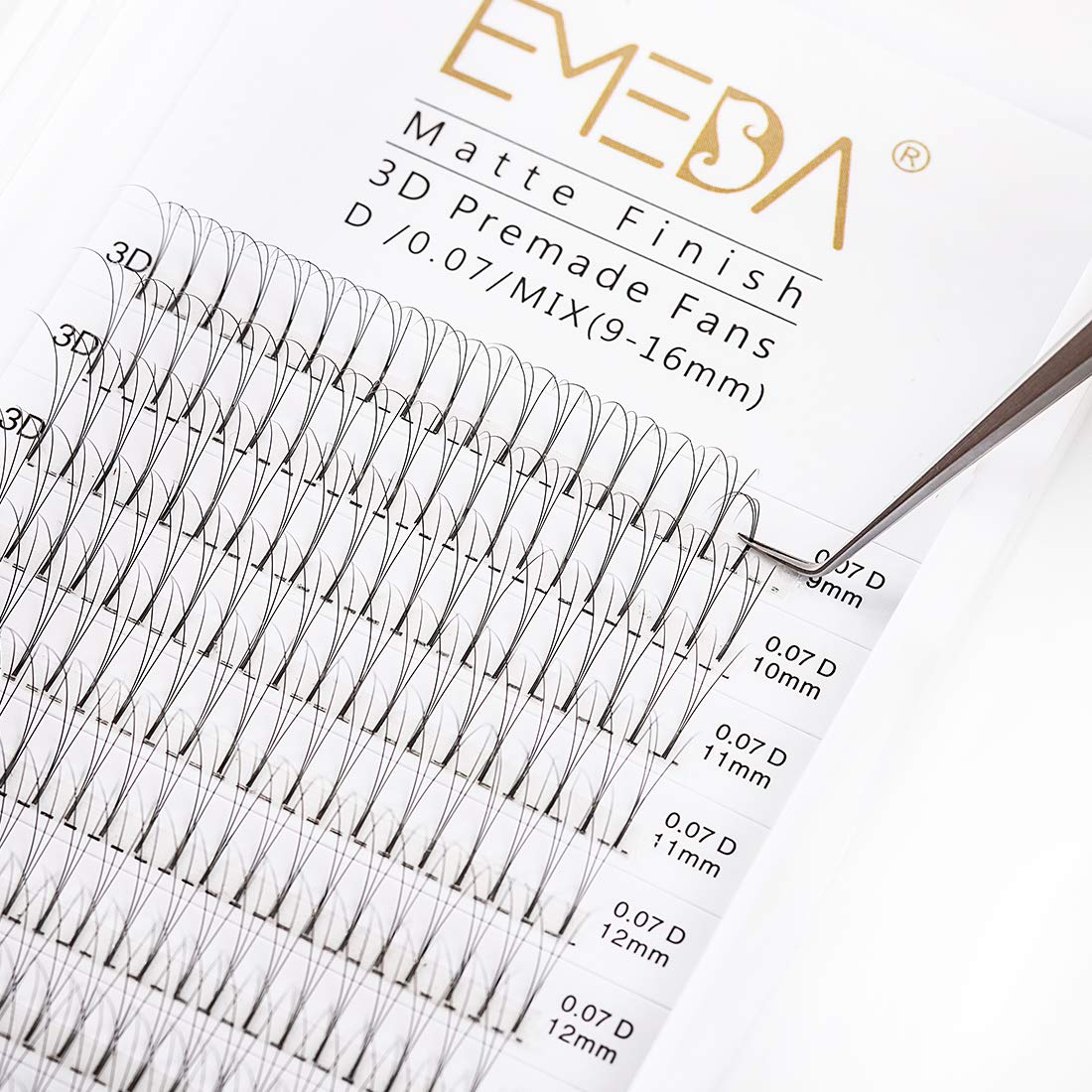 Premade Fans 3D Volume Eyelash Extensions D Curl 0.10 Mix Tray 8mm 10mm 12mm 14mm .07 3D Lash Extensions Mixed Trays Fanned Russian Cluster Eyelashes by EMEDA (3D .10 D 9-15mm Mix)