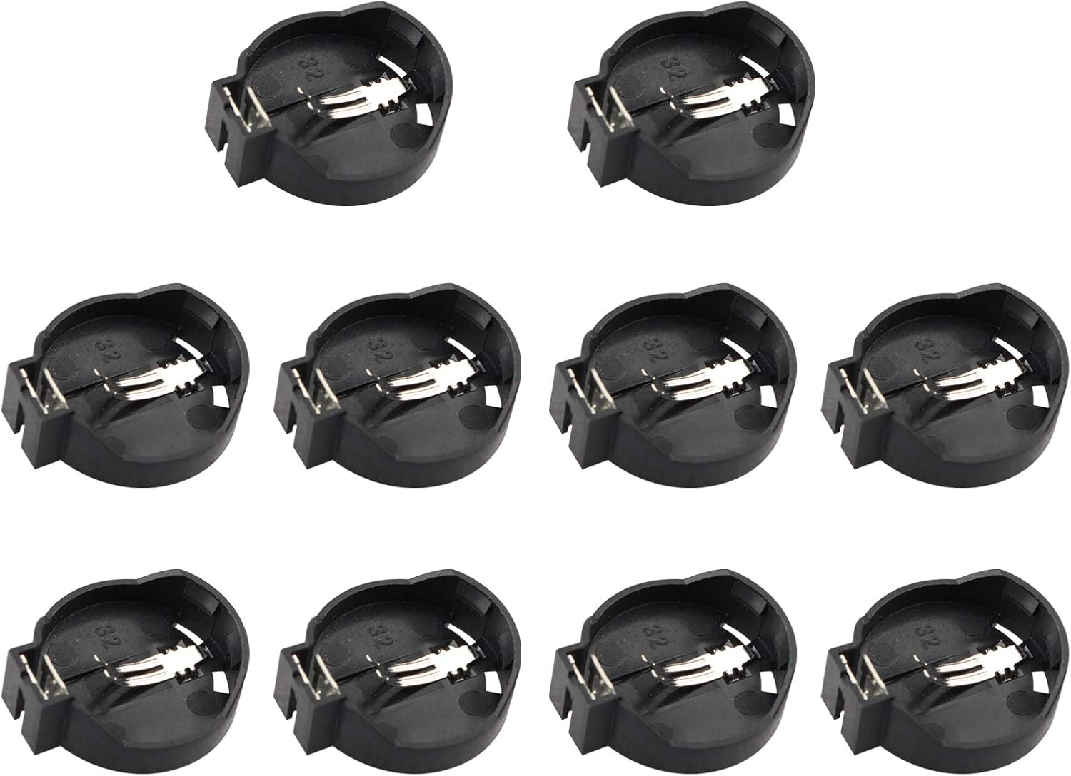 HALJIA 10Pcs Portable 3V CR2032 CR2025 General Coin Button Cell Battery Adapter Clip Socket Holder Container Box Case Black