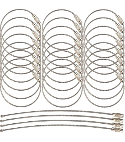Paquete De 25 Cables De Llavero De Alambre, Llavero De Acero Inoxidable Recubierto De Nailon De 5.9 Pulgadas, Lazos Para Etiquetas De Equipaje, Barril