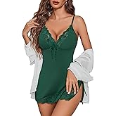 Avidlove Night Gowns for Women Babydoll Lingerie Dress Lace Trim Sleepwear Chemise Nightgowns Side Split Nighty