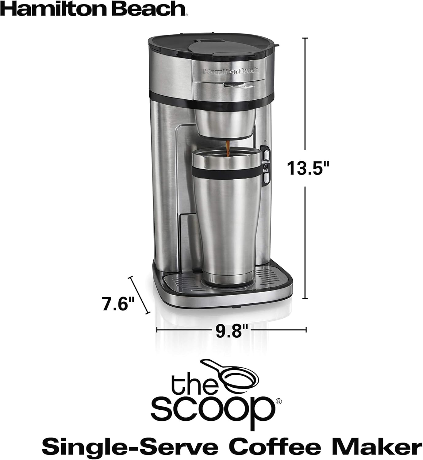 Hamilton Beach Scoop Single Serve Coffee Maker, Fast Brewing, Stainless Steel (49981A): Single Serve Brewing Machines: Kitchen & Dining
