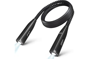 LEPOWER-TEC Reading Neck Light, 3-Color & 5-Brightness, Book Light for Reading in Bed, Rechargeable Lamp with Comfortable Silicone Arm, Eye-Caring Neck Lamp for Reading, Knitting, Crafting