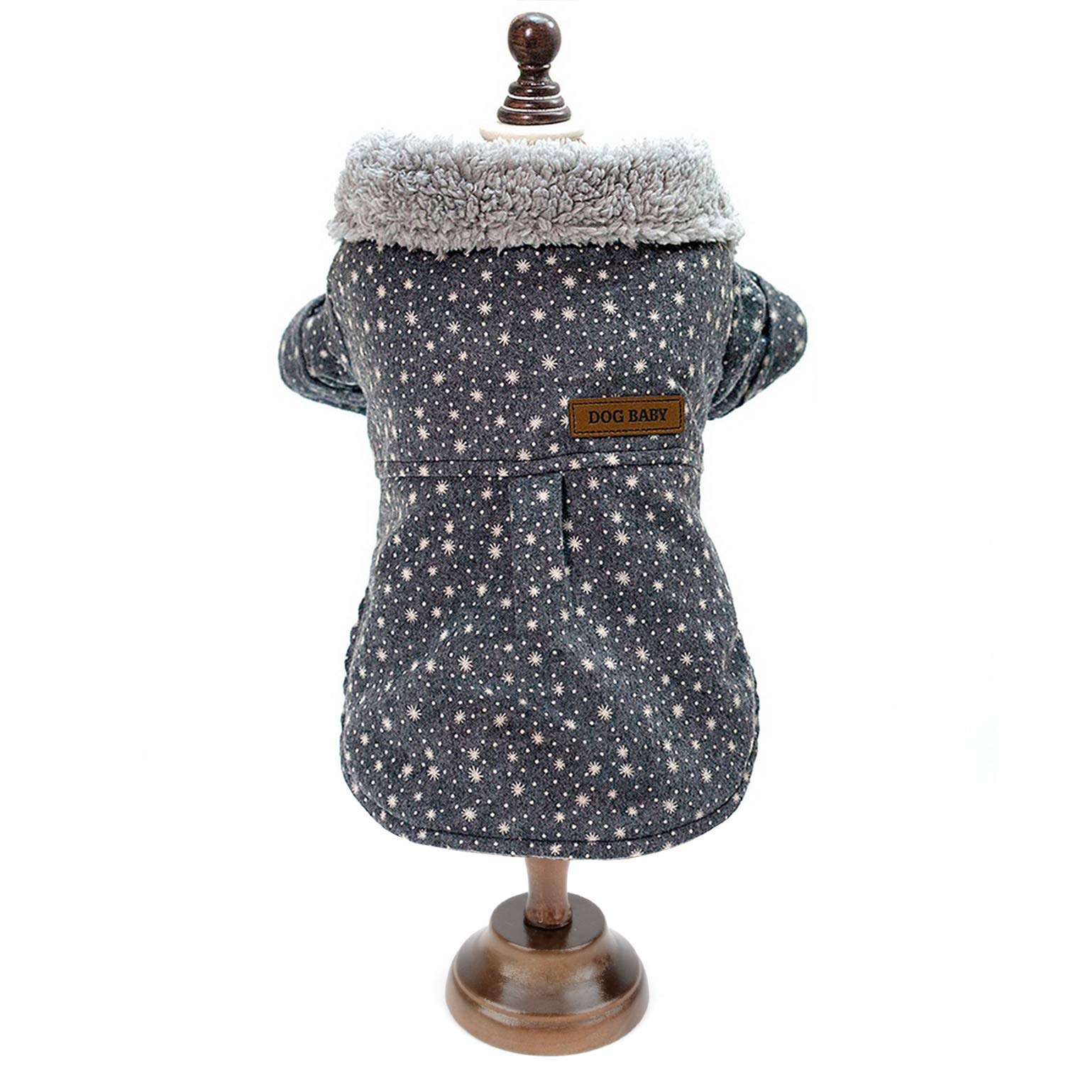 SMALLLEE_LUCKY_STORE Sweet Style Stars Dog Cat Jumper Sweater Jacket Fleece Lined Winter Girls Chihuahua Clothes for Small Dogs Grey XL