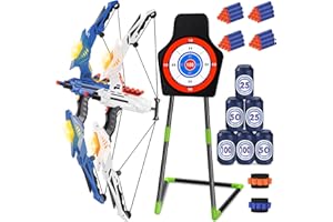 MAYSIDA 2-Pack Kids Bow and Arrow Set, Archery Sets with 2 Light Up LED Bows, 40 Suction Cup Arrows, Wrist Bands, Standing Targets & Score Can, Indoor & Outdoor Game Toddler Toys Gifts for Boys Girls Aged 4+