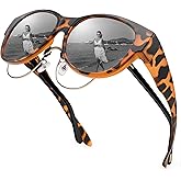 URUMQI Sunglasses Over Glasses Women, Polarized UV400 Protection Fit Over Glasses Sunglasses for Women Round Cat Eye