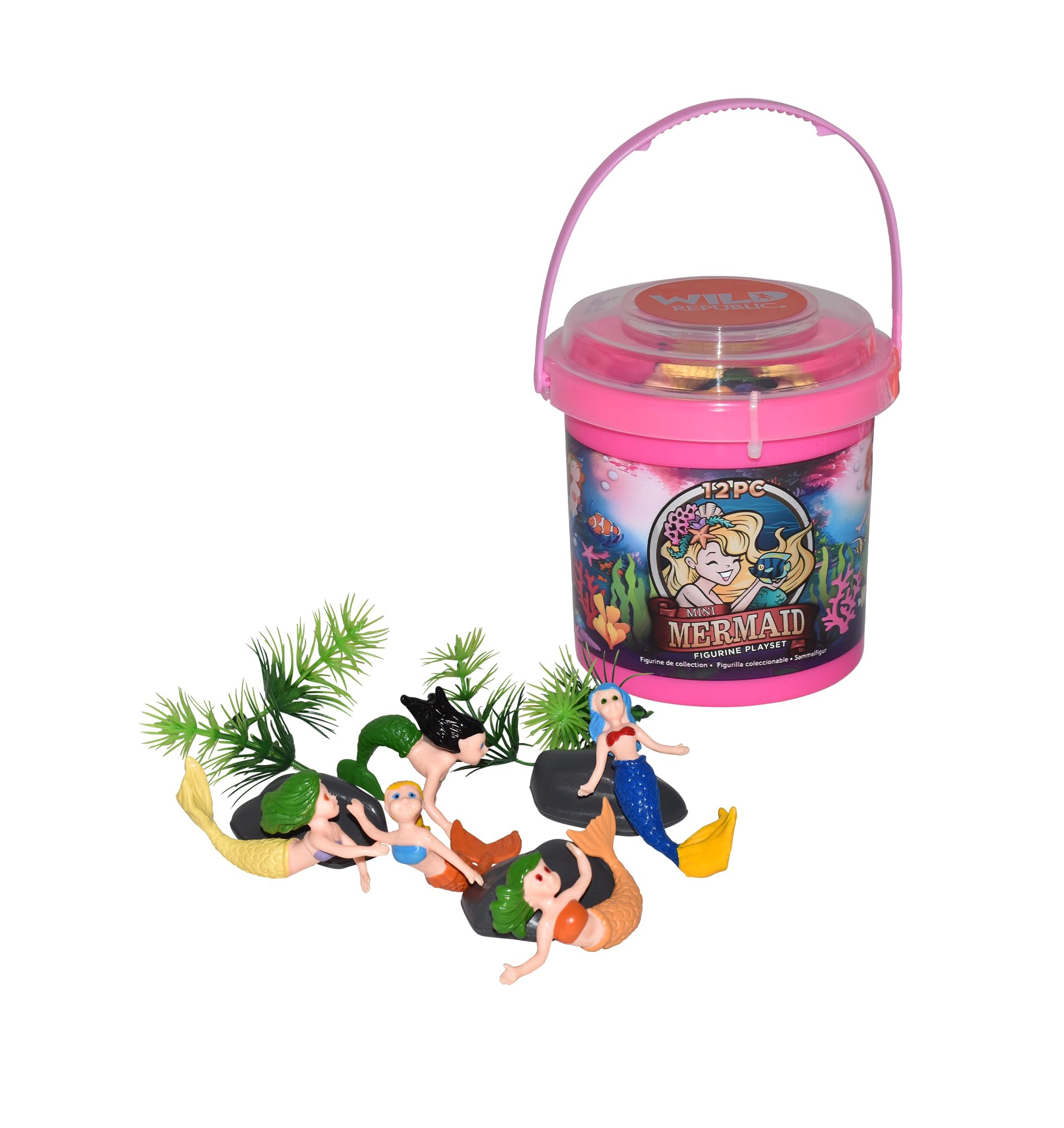 Wild Republic Adventure Bucket Mini Mermaid, Playing Set, 10 cm, 12 Pieces