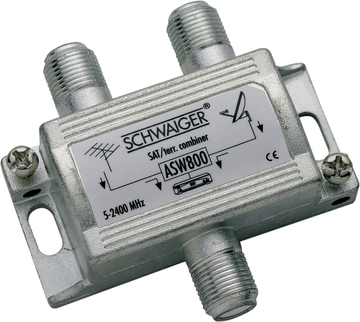 Schwaiger ASW800 Priority Switch When Switched SAT ZF and Digital Terrestrial Signal Output Splitter Silver