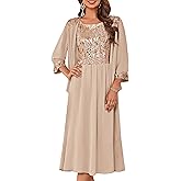 GRACE KARIN Wedding Guest Dress,Mother of The Bride Dresses,Two Piece Formal Sequin Dress with Jacket Tea Length 2026