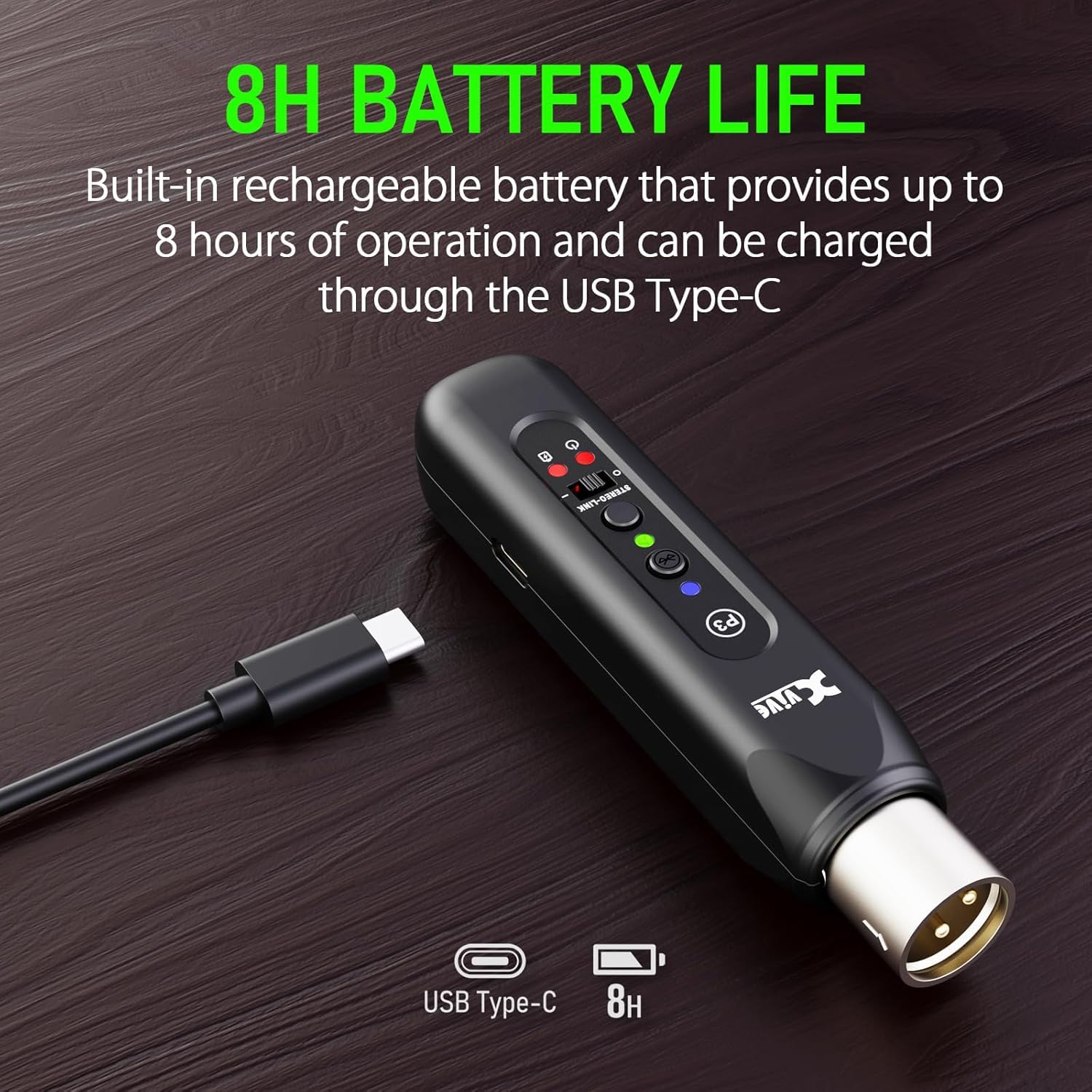 Xvive P3 Wireless XLR Bluetooth Receiver, Bluetooth Adapter for Speakers, Audio Mixer, PA Systems, DJ Systems,Rechargeable