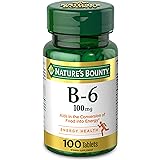 Nature’s Bounty Vitamin B6, Supports Energy Metabolism and Nervous System Health, 100mg, Tablets, 100 Ct