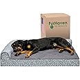 Furhaven Orthopedic Dog Bed for Large Dogs w/ Removable Bolsters & Washable Cover, For Dogs Up to 95 lbs - Plush & Almond Print L Shaped Chaise - Gray Almonds, Jumbo/XL