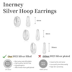 Inerney 925 Sterling Silver Hoop Earrings Set for